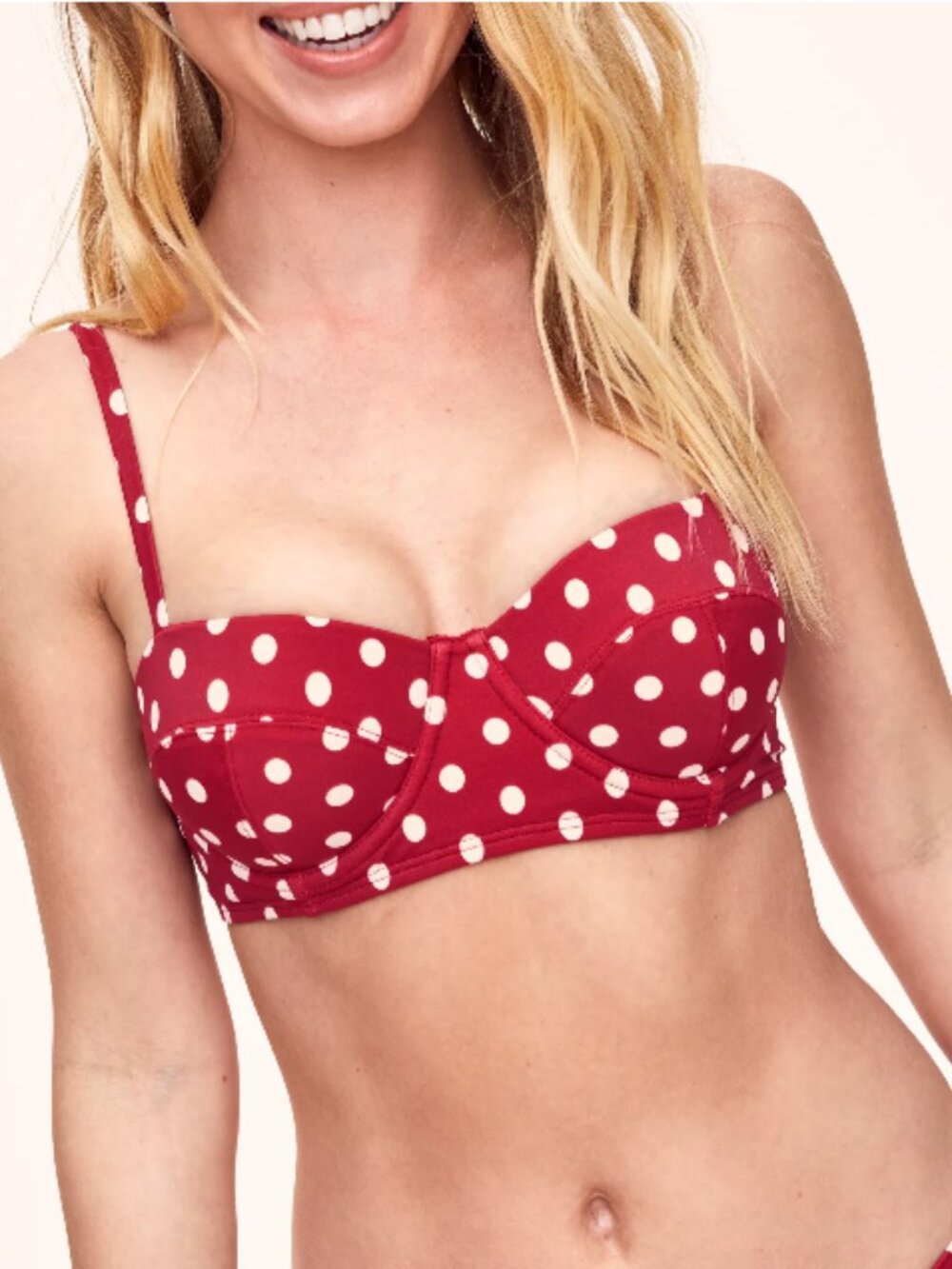 Adore Me Vivien Couture Red and white polka dot bikini top 32A